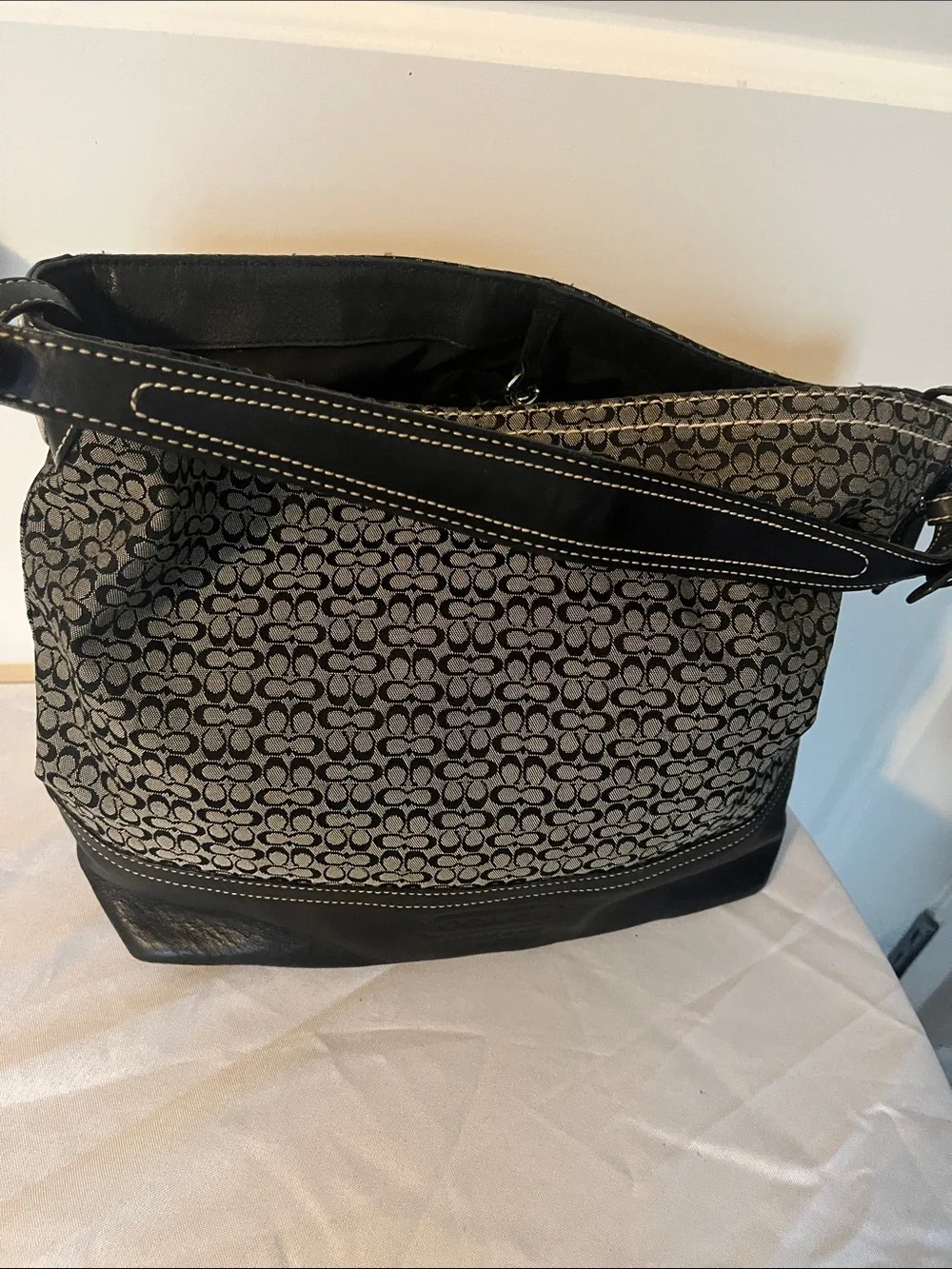 Coach signature Black and Gray Patterned Women’s Shoulder Bag
